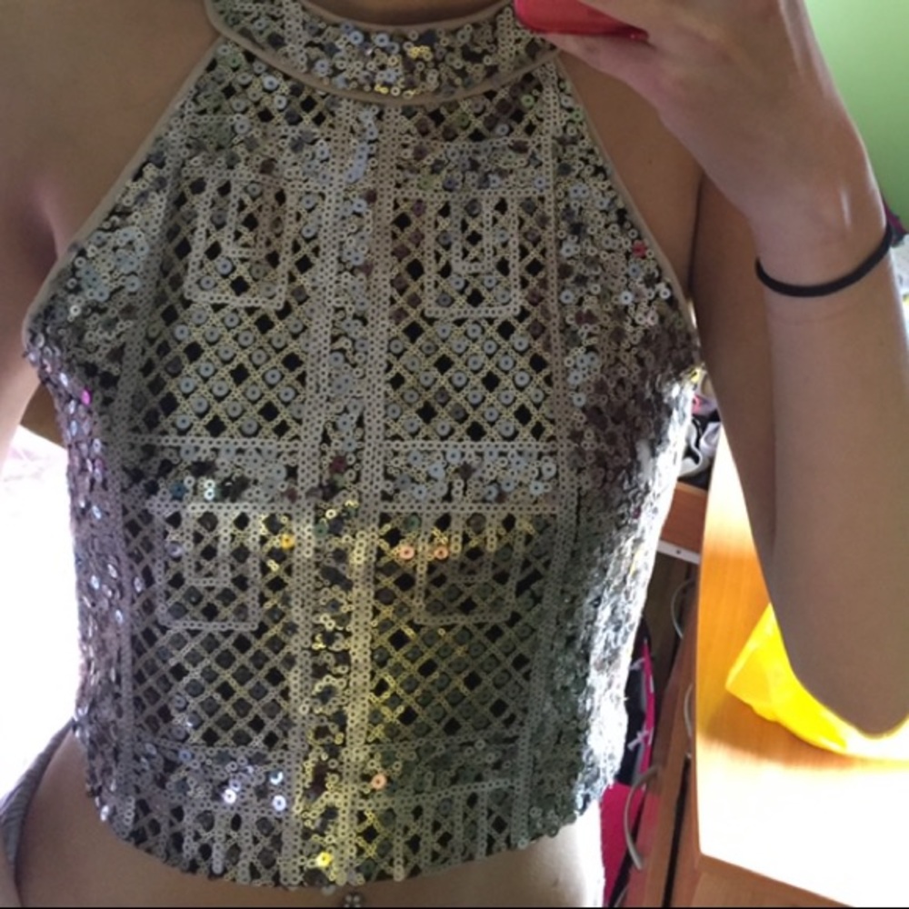 Sequin halter top
